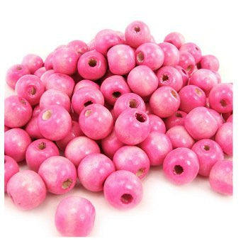 Dreadz Small Wooden Barrel Hair Beads (5mm Hole) x 6 Bead Pack (Pink)
