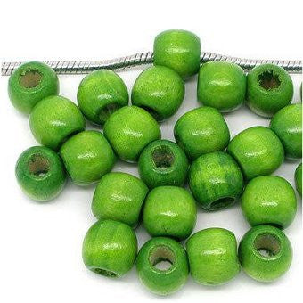 Dreadz Small Wooden Barrel Hair Beads (5mm Hole) x 6 Bead Pack (Green)