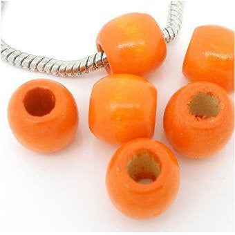 Dreadz Small Wooden Barrel Hair Beads (5mm Hole) x 6 Bead Pack (Orange)