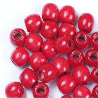 Dreadz Small Wooden Barrel Hair Beads (5mm Hole) x 6 Bead Pack (Red)