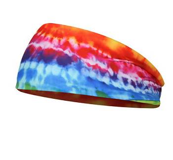 Stretchy Cotton Wide Dreadlock Headband Multi Colour Tie Dye on white background