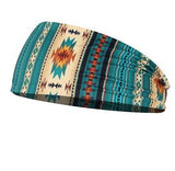 Stretchy Cotton Wide Dreadlock Headband Tribal Colours on white background