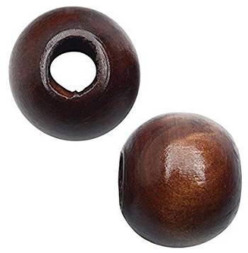 Dreadz Wooden Large Hole Round Dreadlock Hair Bead (9mm Hole) PH-007 (Brown) x 1 Bead - two beads displayed on white background