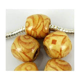 Dreadz Wooden Patterned Beige Swirl Dreadlock Hair Beads (7.4mm Hole) x 3 Bead Pack