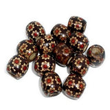 Dreadz Wooden Patterned Brown Flower Dreadlock Hair Beads (7.4mm Hole) x 3 Bead Pack