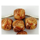 Dreadz Wooden Patterned Brown Geometric Dreadlock Hair Beads (7.4mm Hole) x 3 Bead Pack