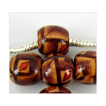 Dreadz Wooden Patterned Dark Brown Leaf Dreadlock Hair Beads (7.4mm Hole) x 3 Bead Pack