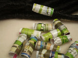 Dreadz Handmade Glazed Recycled Paper Dreadlock Hair Bead (8mm Hole) x 1 Bead (#61) (Greens)