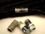 Dreadz Handmade Glazed Recycled Paper Dreadlock Hair Bead (8mm Hole) x 1 Bead (#69) (Grey/Black)