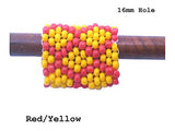 Handmade Peyote Stitch Beaded Dreadlock Sleeve - LARGE (16mm Hole) x 1 (#120) Red/Yellow