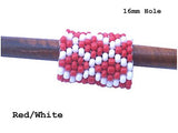 Handmade Peyote Stitch Beaded Dreadlock Sleeve - LARGE (16mm Hole) x 1 (#125) Red/White