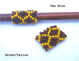 Handmade Peyote Stitch Beaded Dreadlock Sleeve (7mm Hole) x 1 (#128) Brown/Yellow