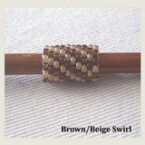 Handmade Peyote Stitch Beaded Dreadlock Sleeve (7mm Hole) x 1 (Brown/Beige Swirl)