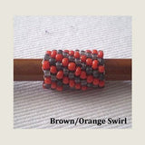 Handmade Peyote Stitch Beaded Dreadlock Sleeve (7mm Hole) x 1 (Brown/Orange Swirl)