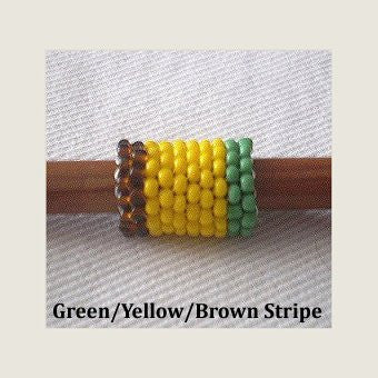 Handmade Peyote Stitch Beaded Dreadlock Sleeve (7mm Hole) x 1 (Green/Yellow/Brown Stripe)