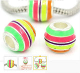 Dreadz Silver With Bright Multi Colour Enamel Hair Beads (5mm Hole) x 3 Bead Pack