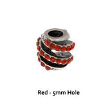 Dreadz Spiral Jewelled Dreadlock Hair Beads (5mm Hole) (Red) x 1 Bead