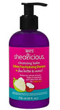 Purple, pump lid, 236 millilitre bottle of ORS Shealicious Cleansing Balm Sulfate-Free Hydrating Shampoo shown against a white background