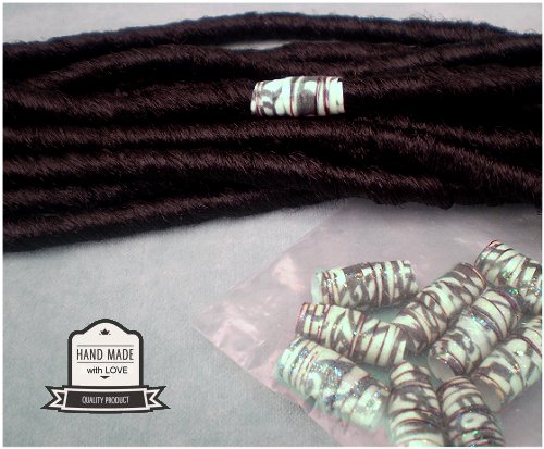 Dreadz Handmade Glazed Recycled Paper Hair Beads (8mm Hole) x 1 Bead (#10)