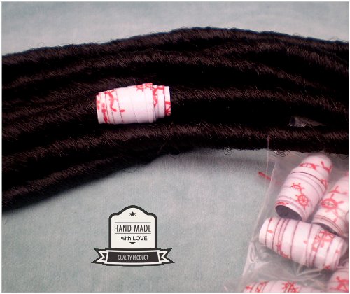 Dreadz Handmade Glazed Recycled Paper Hair Beads (8mm Hole) x 1 Bead (#32)
