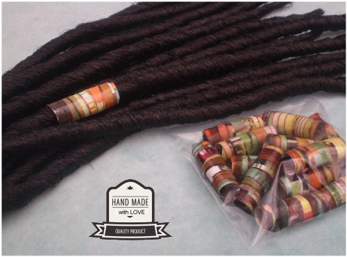 Dreadz Handmade Glazed Recycled Paper Hair Beads (8mm Hole) x 1 Bead (#45)