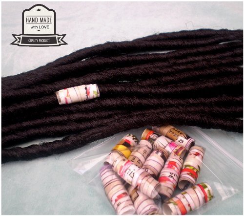 Dreadz Handmade Glazed Recycled Paper Hair Beads (8mm Hole) x 1 Bead (#48)