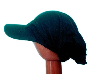 Fair Trade Cotton Peak Brim Open Back Beanie Hat (Black)