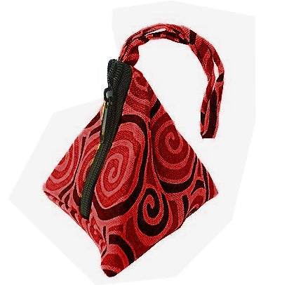 Zipped Pyramid Purse / Bead Pouch (Red) on white background