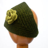 Fair Trade Knitted Headband with Detachable Flower (Green)