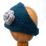 Fair Trade Knitted Headband with Detachable Flower (Blue)