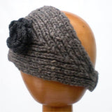 Fair Trade Knitted Headband with Detachable Flower (Grey)