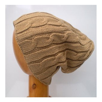 Dreadz Slouch Cable Beanie Hat (Camel)