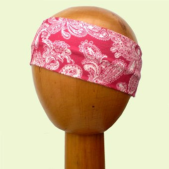 Stretchy Cotton Wide Headband Paisley (Red)