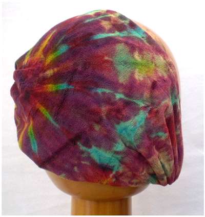 Dreadz Fair Trade Velvet Tie Dye Headwrap/Headband (Purple/Green/Blue)