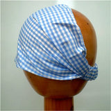 Fair Trade Stretchy Cotton Headwrap/Headband (Blue Check)