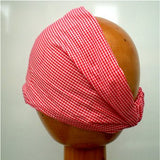 Fair Trade Stretchy Cotton Headwrap/Headband (Red Check)